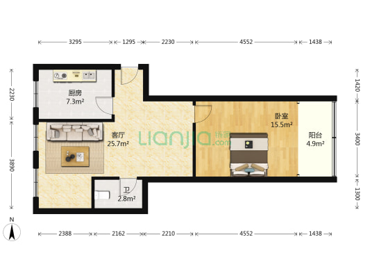 大杨村 1室1厅1卫 69平方