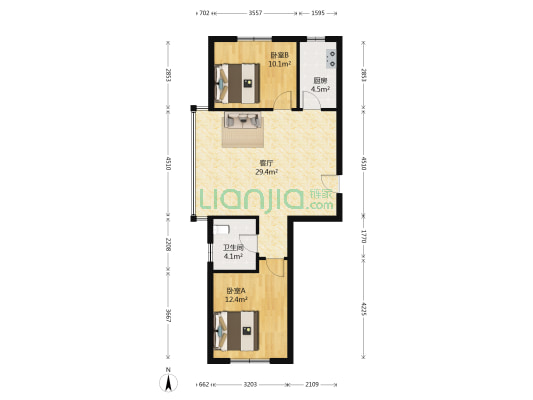 假日国际大厦 2室1厅1卫 99平方