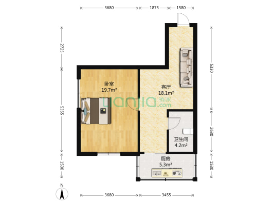 雅卉里 1室1厅1卫 51平方