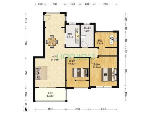 华园丽都阳光 3室1厅1卫 89平方