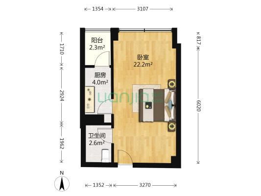 嘉德中心 1室0厅1卫 43平方