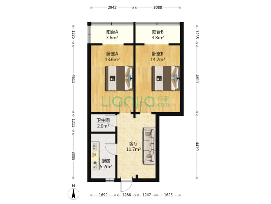 长安里 2室1厅1卫 70平方