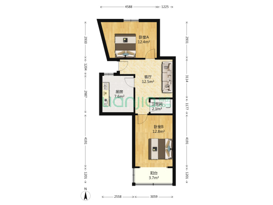 南村路22号、石村路17号 2室1厅1卫 68平方