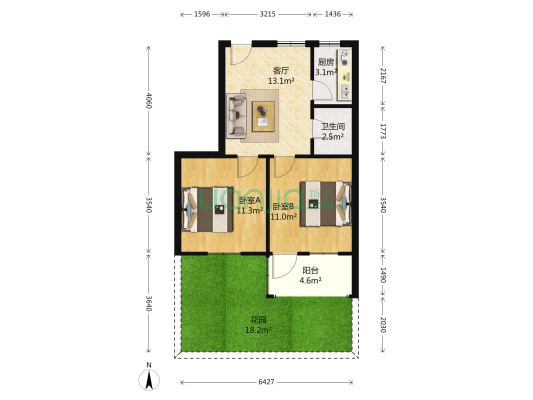 和睦路141号 2室1厅1卫 54平方