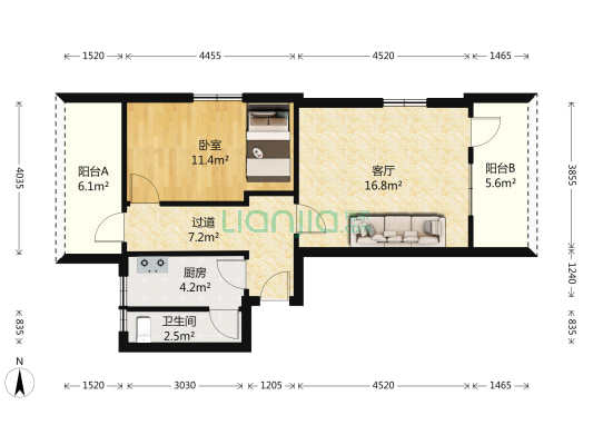 华侨糖厂宿舍 1室1厅1卫 54平方