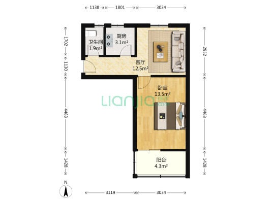 郑新里65-66号院 1室1厅1卫 44平方
