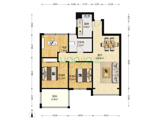 名城公馆 3室1厅1卫 88平方