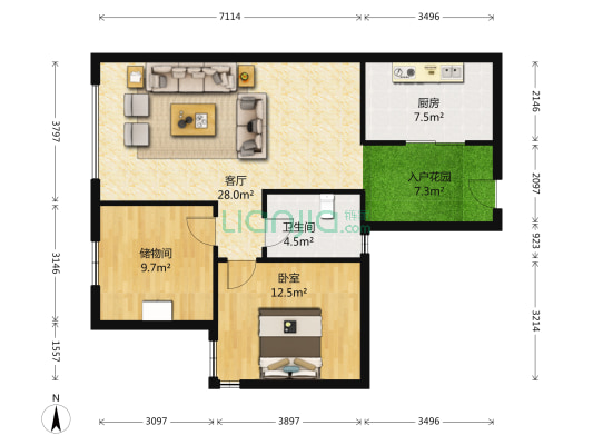 金玉满堂 1室1厅1卫 85平方