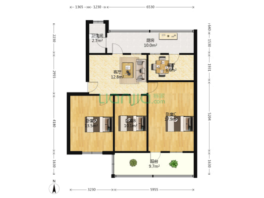 古城路42号 3室2厅1卫 89平方