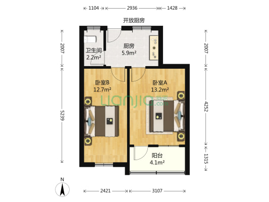 石灰坝24号 2室0厅1卫 48平方