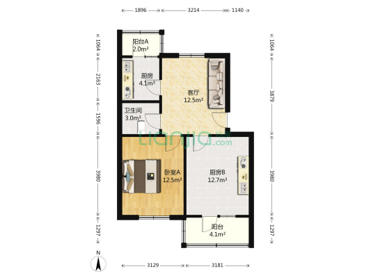 安泰小区 1室1厅1卫 63平方