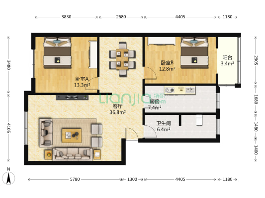 外南街165号 2室1厅1卫 95平方