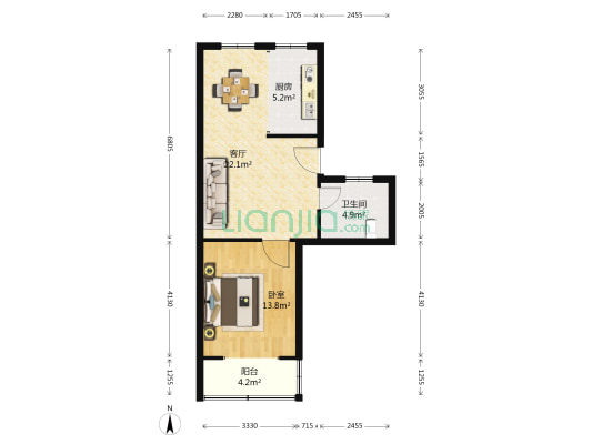 昌星新村南区 1室1厅1卫 104平方