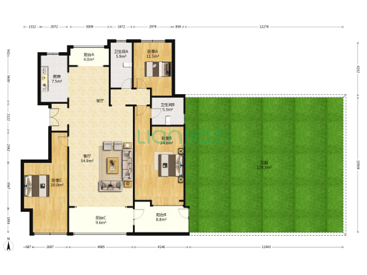 曲江金水湾 3室1厅2卫 300平方