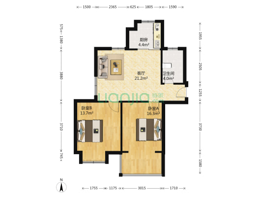 滨江苑 2室1厅1卫 92平方
