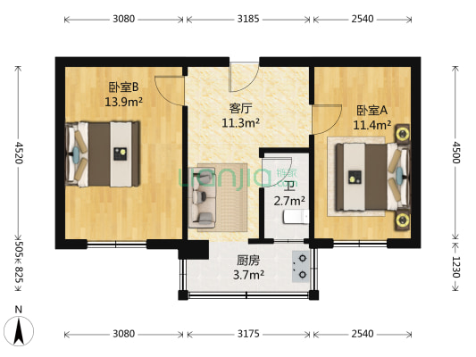 省检宿舍 2室1厅1卫 60平方