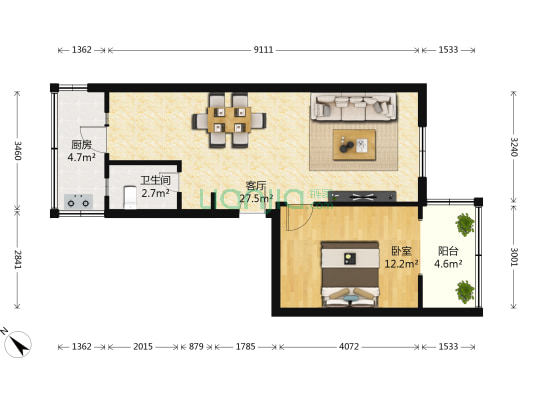 东珠市街16号 1室1厅1卫 54平方