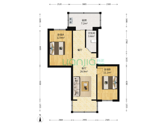 邮电家属楼 2室1厅1卫 78平方