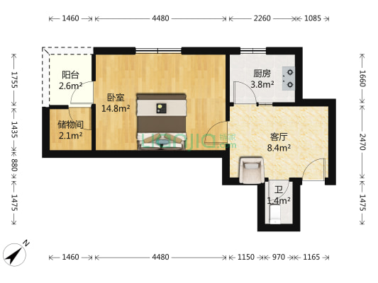 新三巷社区 1室1厅1卫 41平方