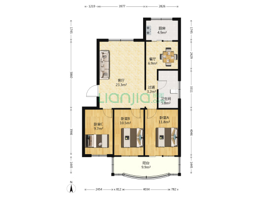 龙虎路38号 3室2厅1卫 99平方