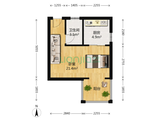 莲韵雅苑 1室0厅1卫 36平方