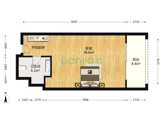 金沙滩路917号 1室0厅1卫 83平方