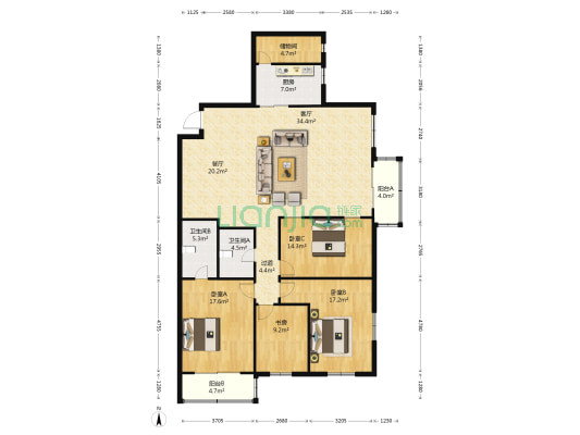 南浦大厦 4室2厅2卫 186平方
