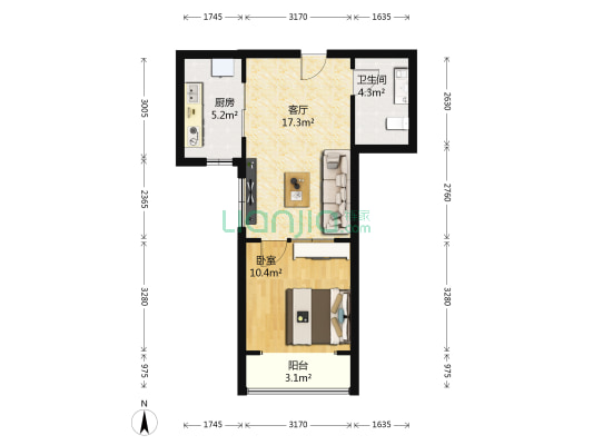 福岭嘉苑三期 1室1厅1卫 60平方