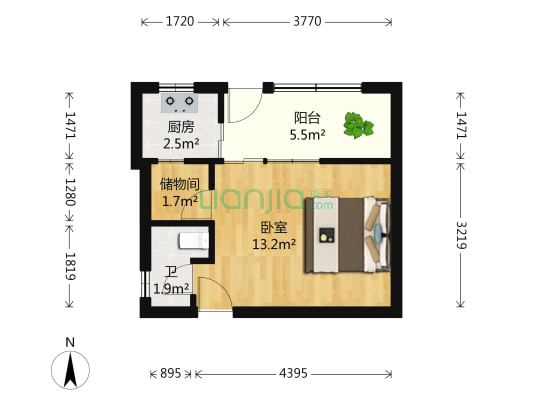 秦家弄小区 1室0厅1卫 23平方