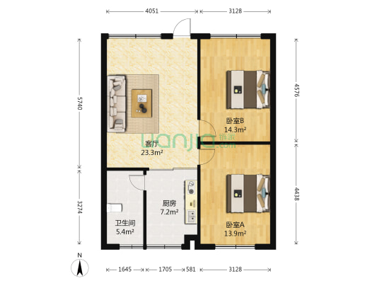 徐家冲综合楼 2室1厅1卫 83平方