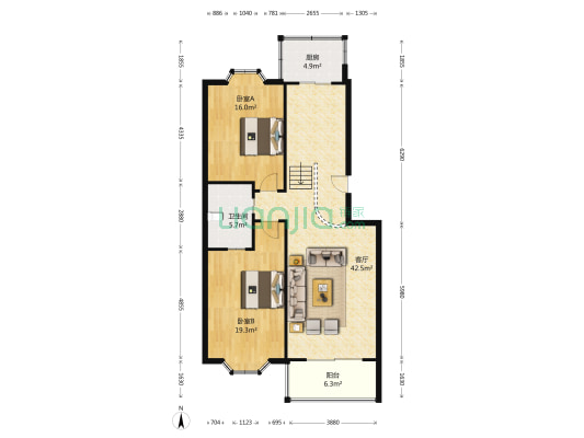 兴旺里(大港区) 2室1厅1卫 113平方
