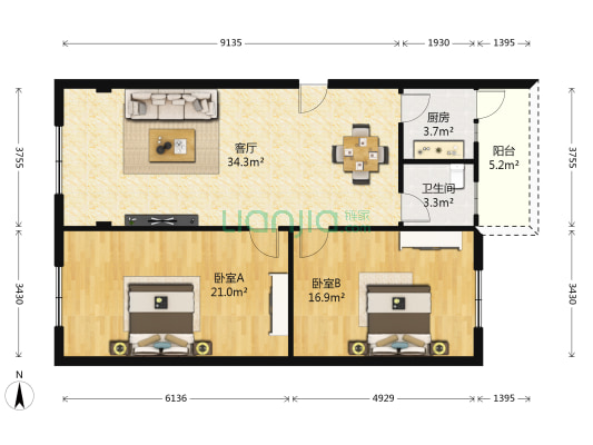 勤俭巷101号 2室1厅1卫 97平方