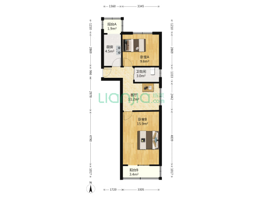 工体西里 2室1厅1卫 61平方