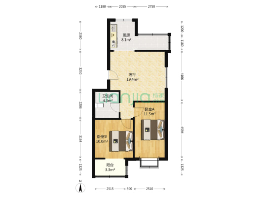 馨泰家园 2室1厅1卫 81平方