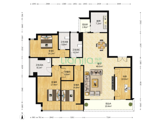 华润城润府二期 4室1厅3卫 190平方