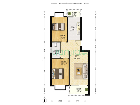 升平新城 2室1厅1卫 79平方