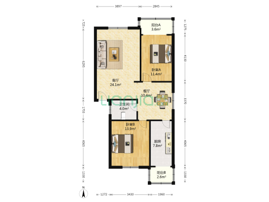 陇海北二街88号院 2室2厅1卫 105平方