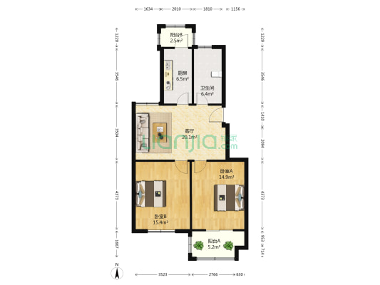 幸福花苑东区 2室1厅1卫 89平方