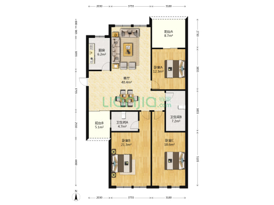 坂湖明珠 3室1厅2卫 150平方