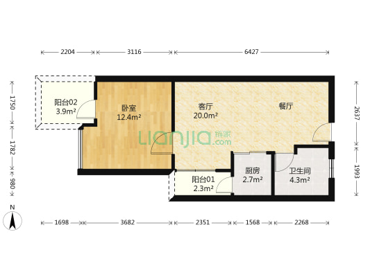 侨城馨苑 1室1厅1卫 63平方