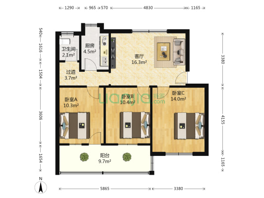 路桥二公司 3室1厅1卫 80平方