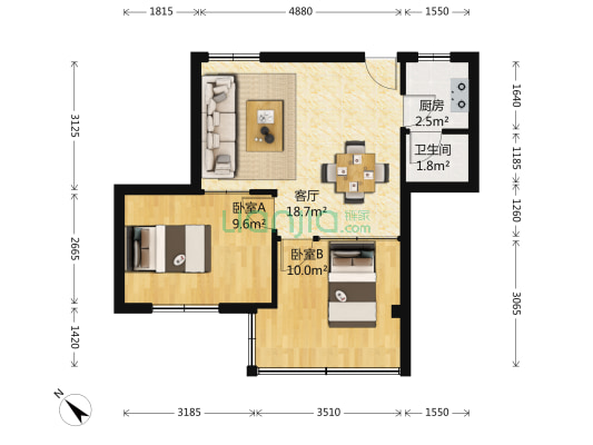 康怡花苑 2室1厅1卫 50平方