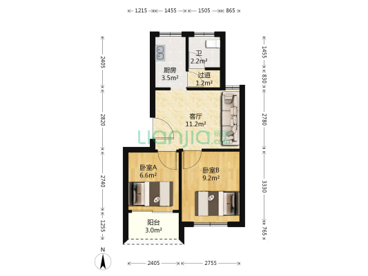 孙家丽园 2室1厅1卫 50平方