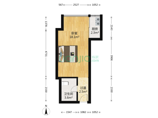上上城 1室0厅1卫 32平方