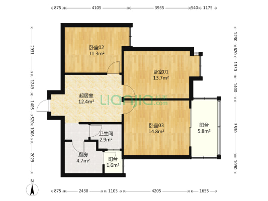 中铁西子香荷 3室1厅2卫 85平方