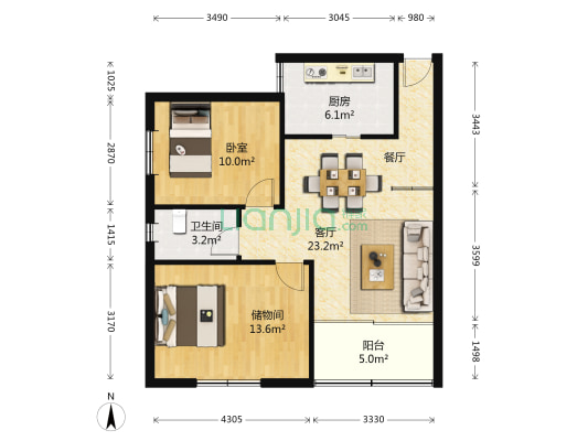 桃源春居 1室1厅1卫 76平方