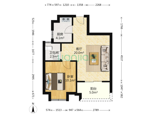 云水湾 1室1厅1卫 65平方
