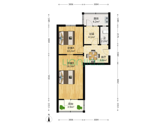 二十二中宿舍 2室1厅1卫 58平方