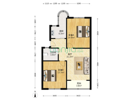 申华小区 2室1厅1卫 75平方
