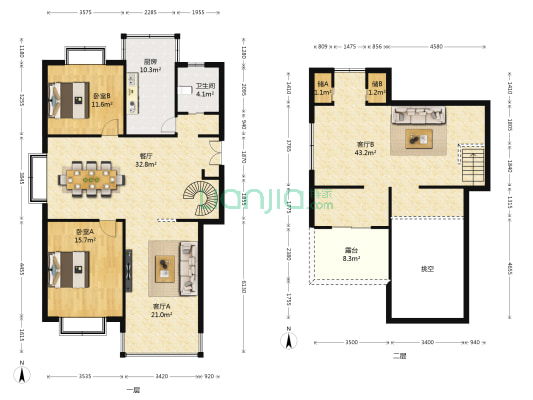 水岸家苑 2室3厅1卫 146平方